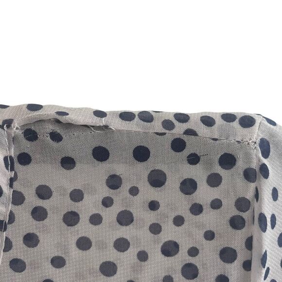 SILK Popover Printed Semi-Sheer Blouse With Tie Neck Grey Blue M - Picture 7 of 10